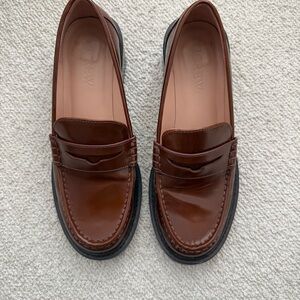 J. Crew Brown Leather Penny Loafers, Size 8.5